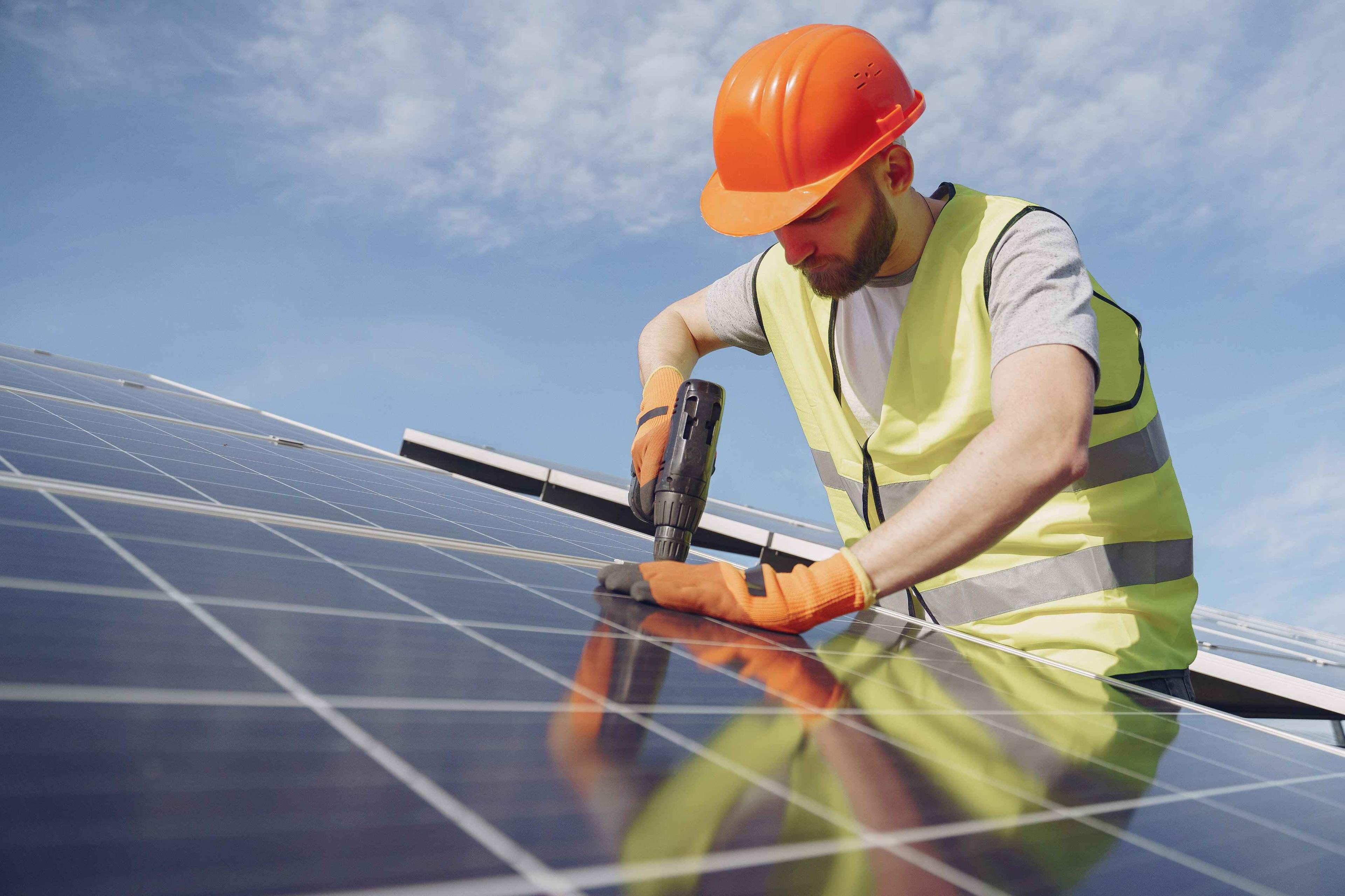 solar panel installation worker